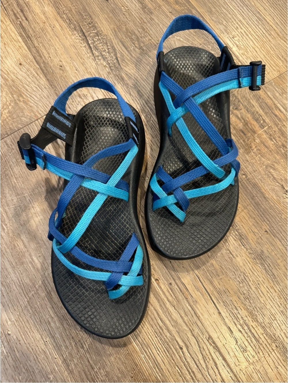 Chacos Hiking Sandals ZX2 Vibram Sole Double Strap Blue Toe Loop Sz 8